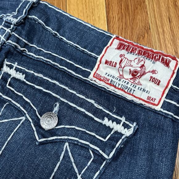 True Religion Billy Super T Thick Stitch Flap Pockets Y2K USA 32 Tag 34x32 - Picture 3 of 11